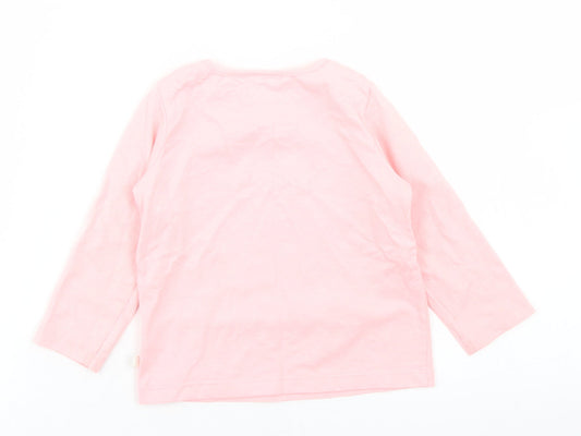 NEXT Girls Pink Cotton Basic T-Shirt Size 9-12 Months Crew Neck Snap - Happy Being Me