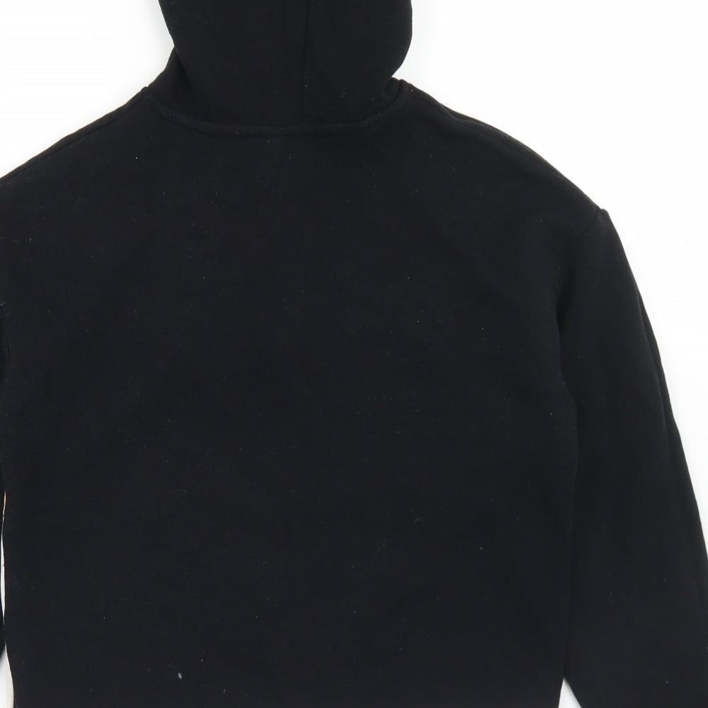 Matalan Girls Black Colourblock Cotton Pullover Hoodie Size 12 Years Zip - Cropped