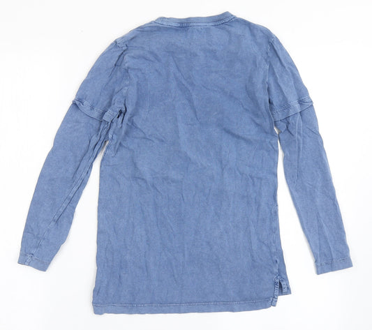 George Boys Blue 100% Cotton Basic T-Shirt Size 8-9 Years Round Neck Pullover
