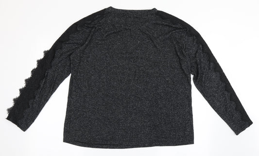 COIN 1804 Womens Black Polyester Basic T-Shirt Size L Round Neck