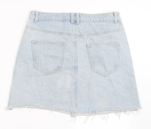 Denim Co Womens Blue Cotton A-Line Skirt Size 10 Button