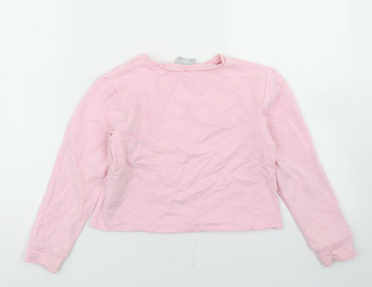Matalan Girls Pink Cotton Pullover Sweatshirt Size 8 Years - Cropped, LA