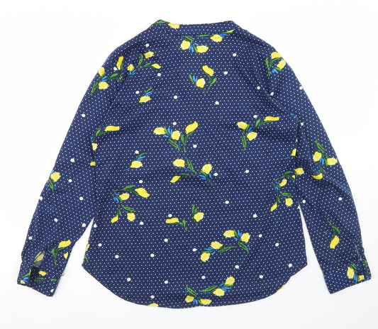 Madison + Monroe Womens Blue Polka Dot Polyester Tunic T-Shirt Size S Henley