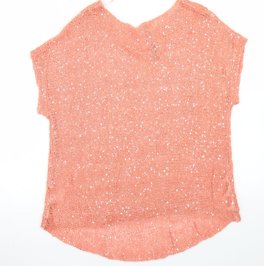 Quix Womens Pink Round Neck Acrylic Pullover Jumper Size S