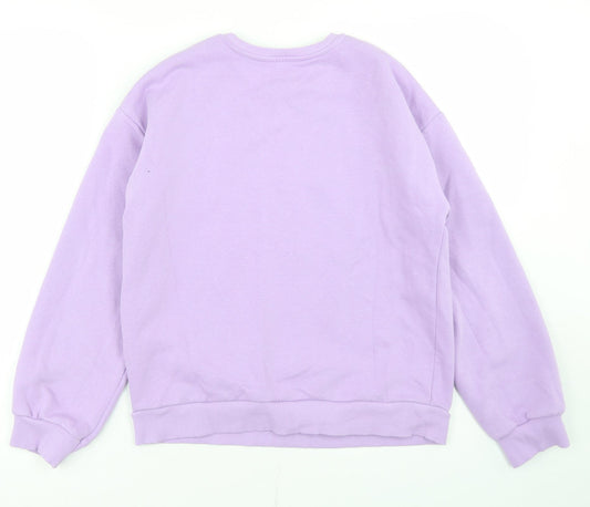 George Girls Purple Cotton Pullover Sweatshirt Size 12-13 Years - Butterflies