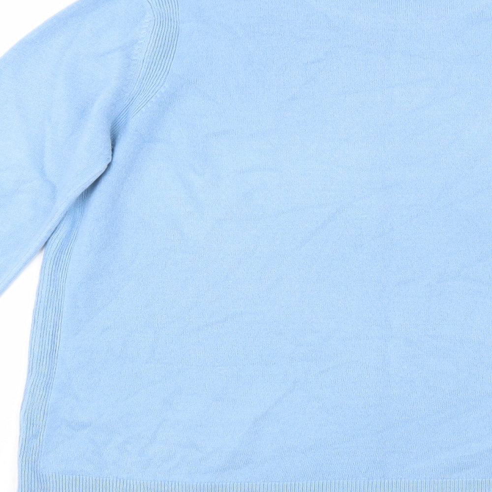 Marks and Spencer Womens Blue Crew Neck Acrylic Pullover Jumper Size 14