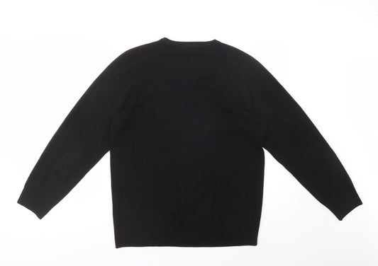 Marks and Spencer Mens Black V-Neck Acrylic Pullover Jumper Size S
