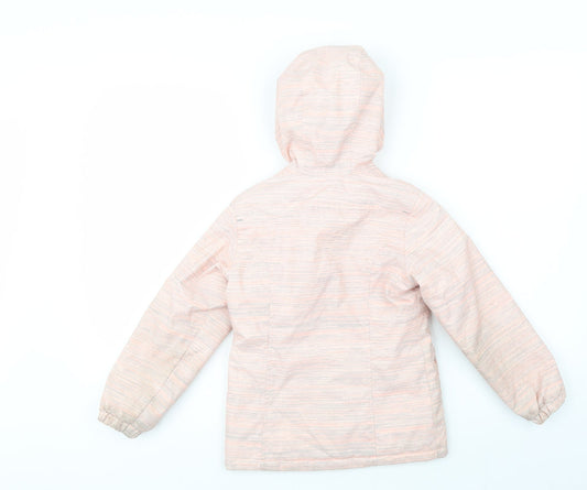 DECATHLON Girls Pink Striped Puffer Jacket Jacket Size 5 Years Zip