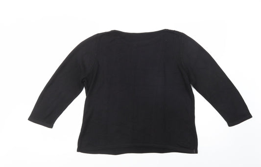 Marks and Spencer Womens Black Round Neck Acrylic Pullover Jumper Size 14