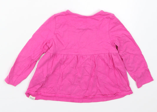 Gap Girls Pink Cotton Basic T-Shirt Size 2 Years Crew Neck Pullover