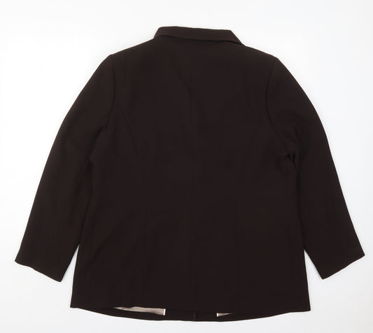 Ann Harvey Womens Brown Polyester Jacket Suit Jacket Size 16