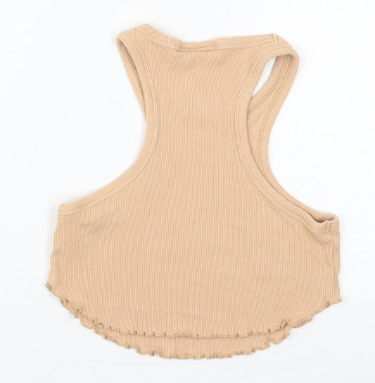 ASOS Womens Beige Viscose Cropped Tank Size 6 Round Neck