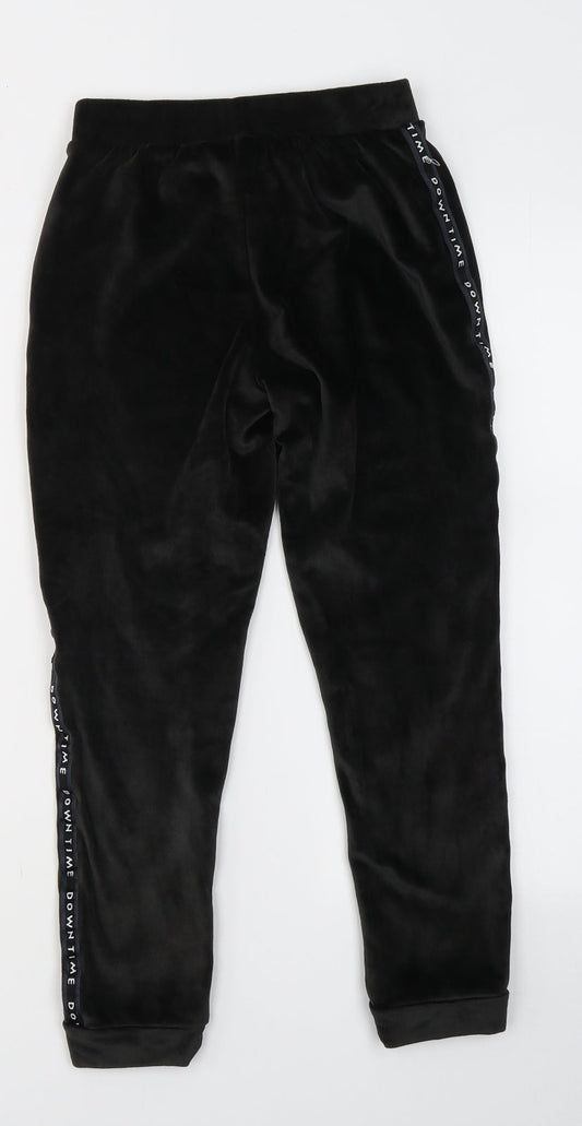 NEXT Girls Black Polyester Jogger Trousers Size 9 Months Regular