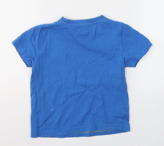 F&F Boys Blue Cotton Pullover T-Shirt Size 3-4 Years Round Neck Pullover