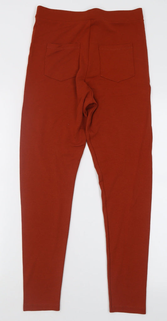 ASOS Womens Orange Viscose Trousers Size 12 L28 in Regular Button