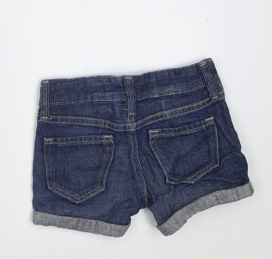 H&M Girls Blue Cotton Boyfriend Shorts Size 2-3 Years Regular Buckle