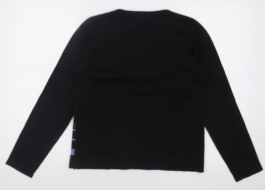 Casamia Womens Blue Crew Neck Geometric Acrylic Pullover Jumper Size S