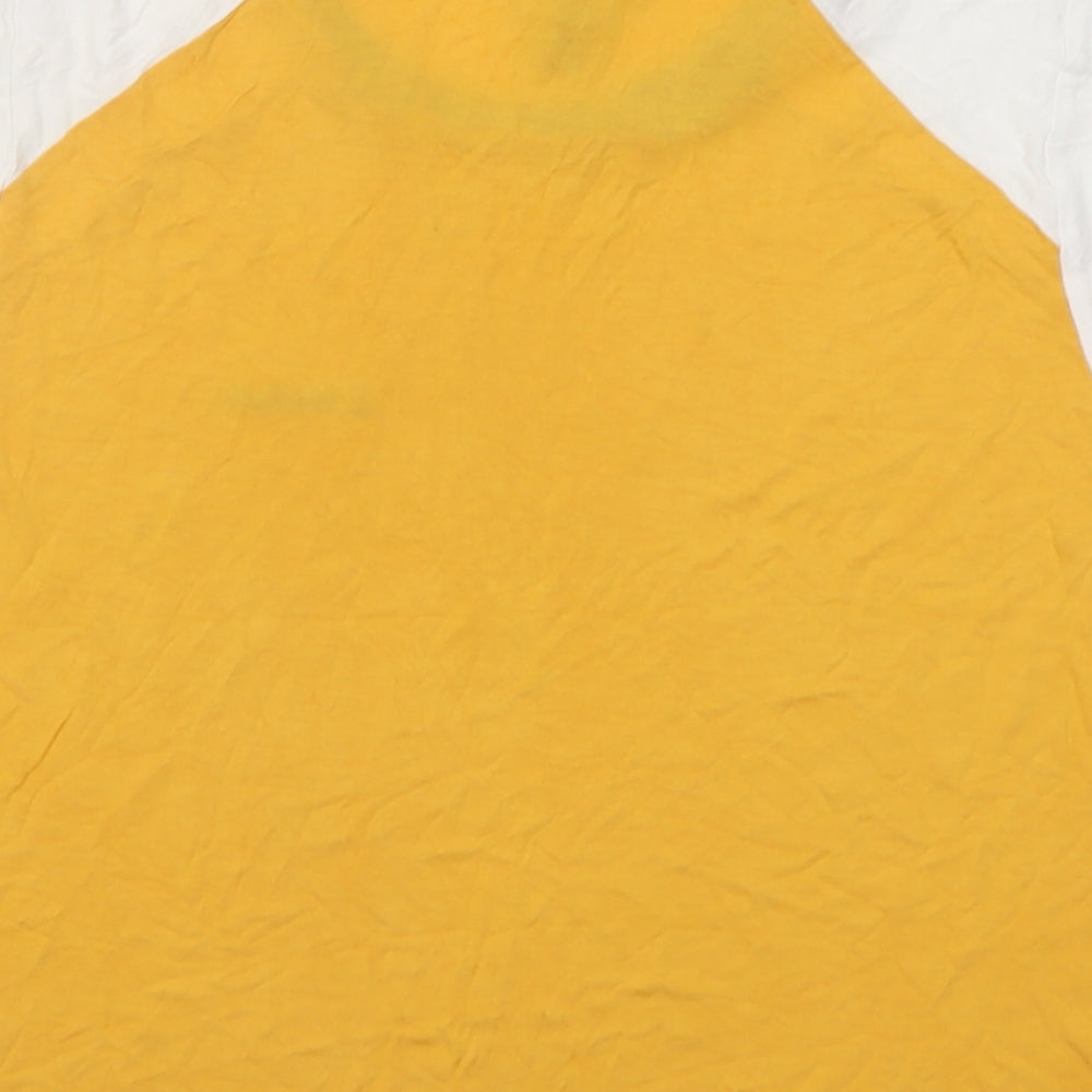 H&M Womens Yellow Viscose Basic T-Shirt Size M Collared - London