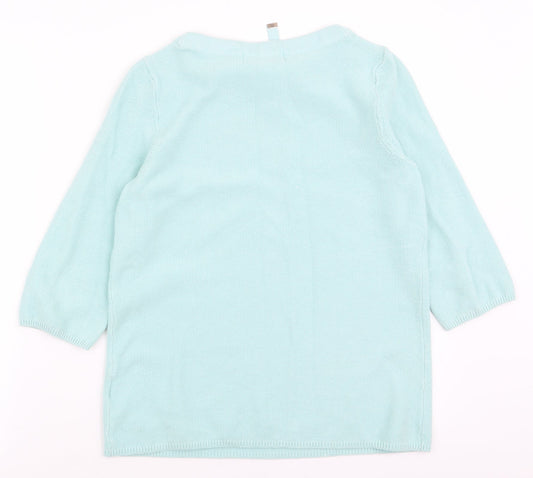 collection Womens Blue Round Neck 100% Cotton Pullover Jumper Size 12