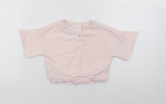 7 For All Mankind Girls Pink Cotton Pullover Jumper Size 12-18 Months Snap