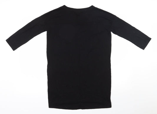 NEXT Womens Black Polyester Tunic T-Shirt Size 8 V-Neck