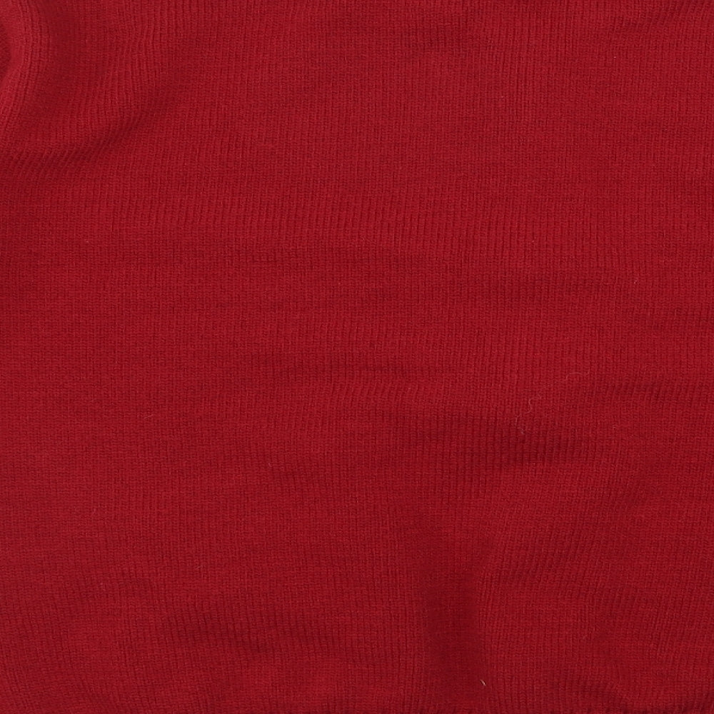 Sonia Fashion Mens Red Round Neck Acrylic Full Zip Jumper Size L