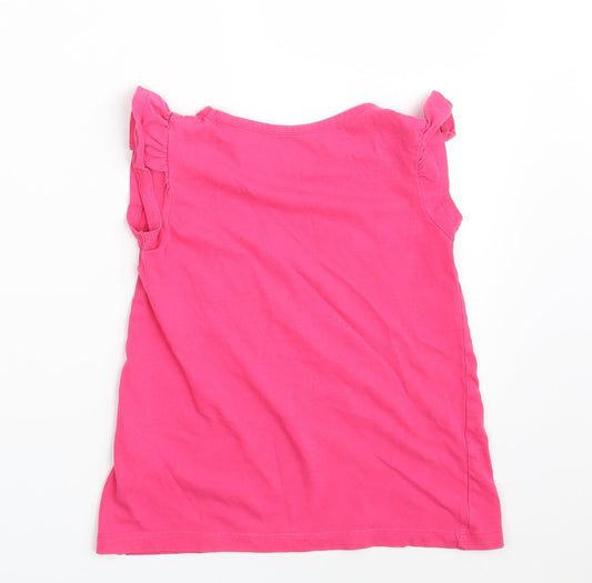 Losan Girls Pink 100% Cotton Basic T-Shirt Size 6 Years Round Neck - Hello Girl