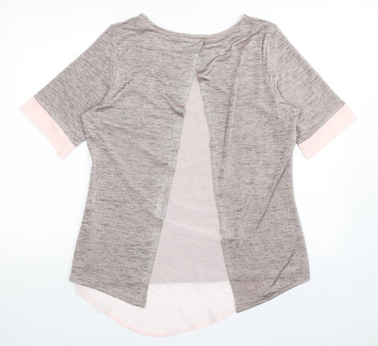 Divine Womens Pink Polyester Basic T-Shirt Size 14 Round Neck