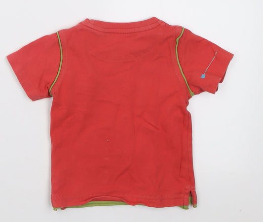 RJR.John Rocha Boys Red Cotton Basic T-Shirt Size 12-18 Months Crew Neck Pullover