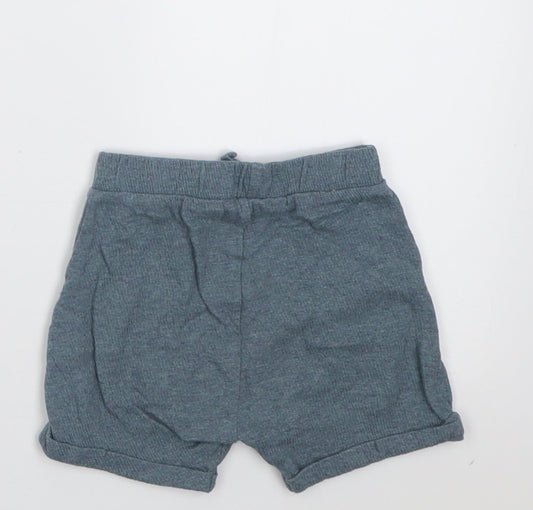 George Boys Blue Cotton Cropped Trousers Size 9-12 Months Tie