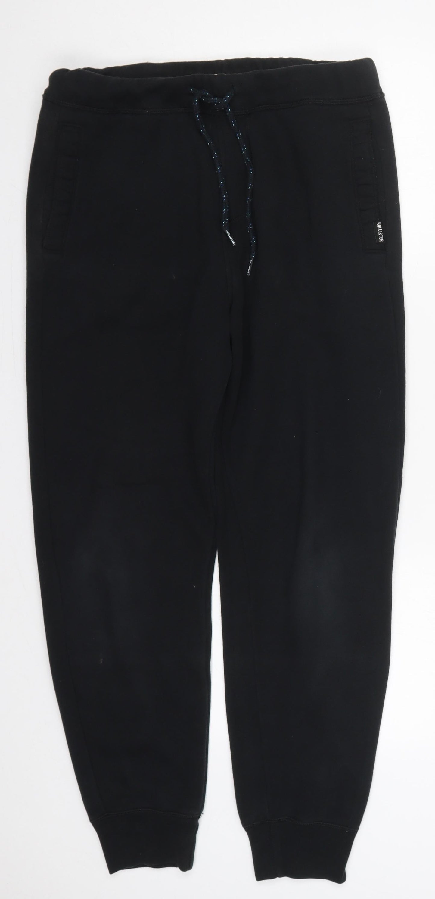 Hollister Mens Black Cotton Sweatpants Trousers Size XS L27 in Regular Drawstring