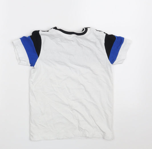 George Boys White 100% Cotton Pullover T-Shirt Size 5-6 Years Round Neck