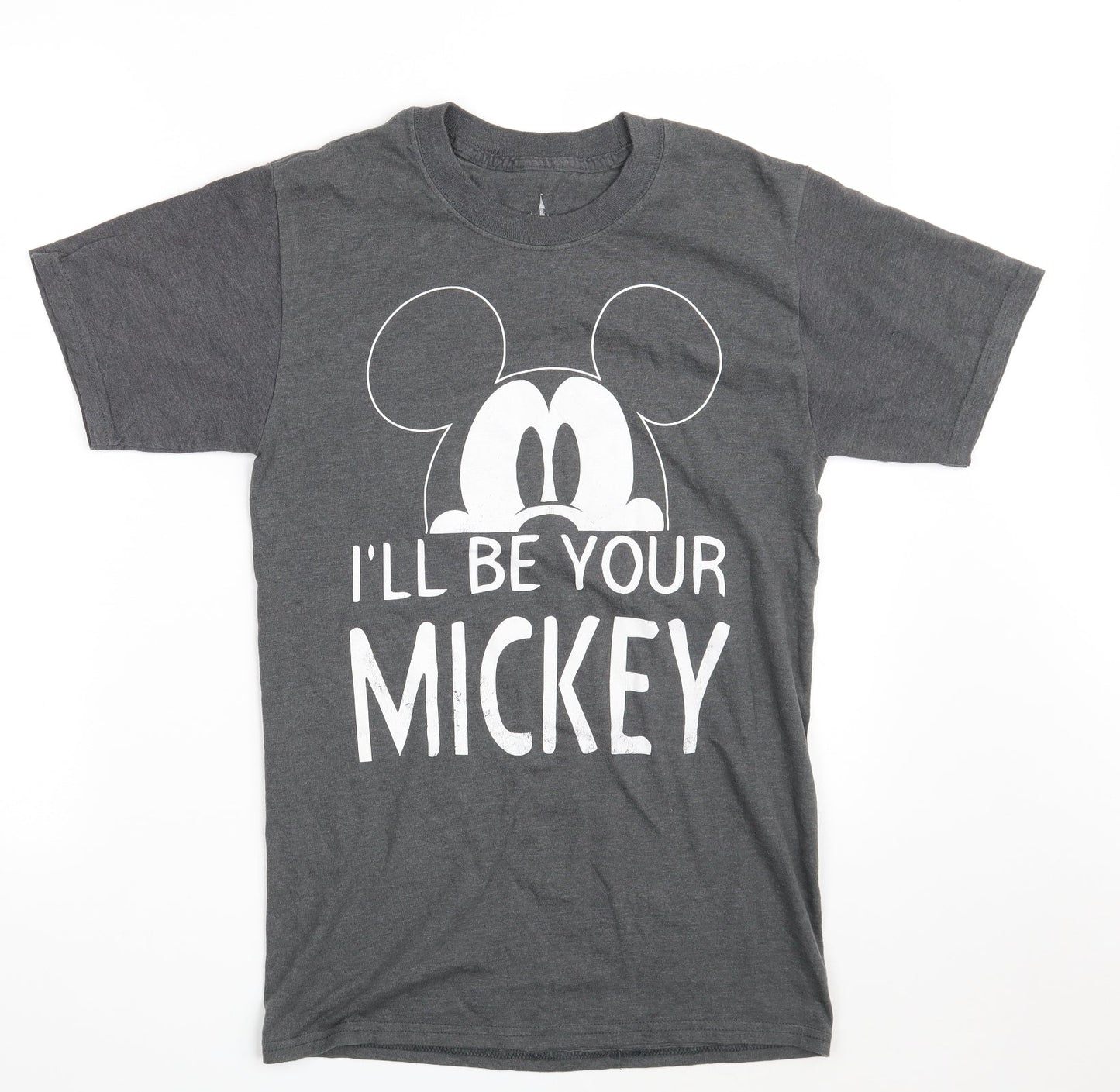 Disney Mens Grey  Cotton  T-Shirt Size S Round Neck  - I'LL BE YOUR MICKEY