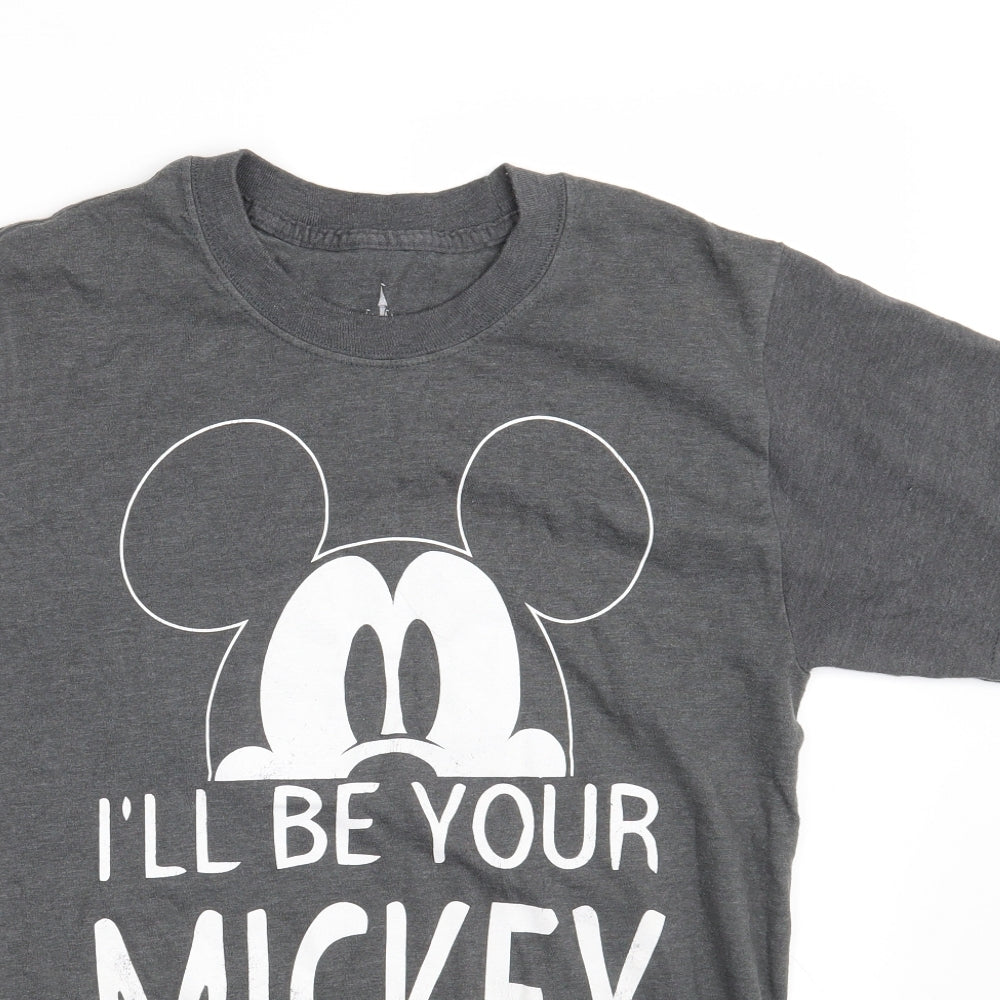 Disney Mens Grey  Cotton  T-Shirt Size S Round Neck  - I'LL BE YOUR MICKEY
