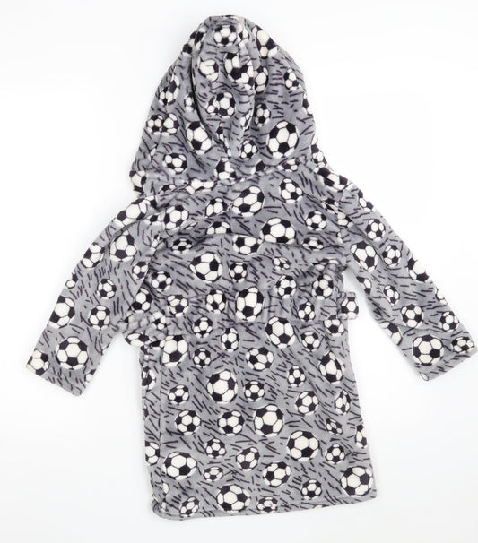 Dunnes Stores Boys Grey Geometric 100% Polyester Robe Size 3-4 Years - Football