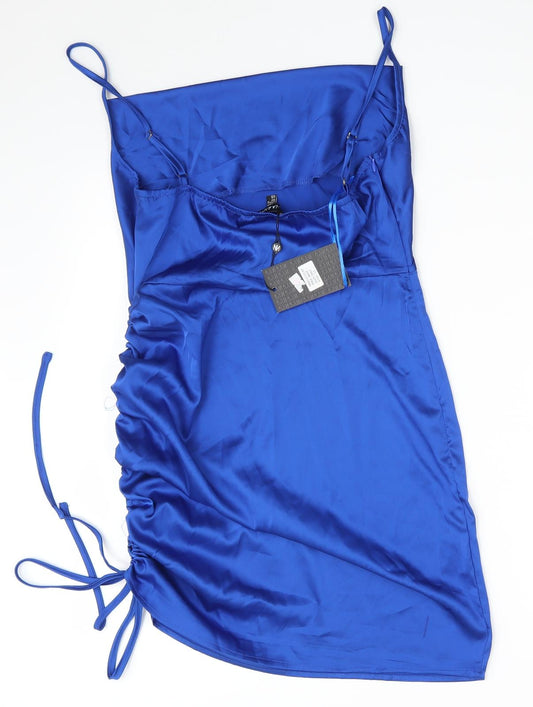 NAANAA Womens Blue Polyester Bodycon Size 12 Off the Shoulder Zip