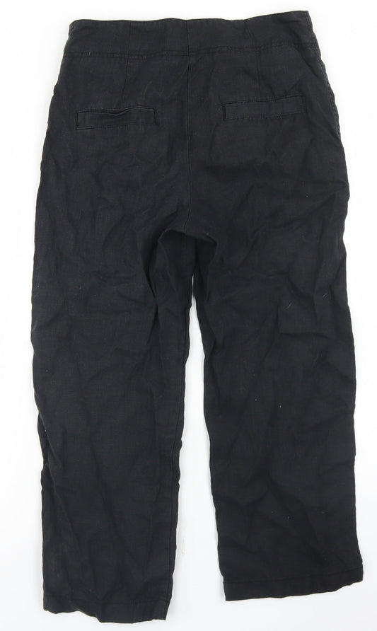 Mango Womens Black Polyester Pedal Pusher Trousers Size 10 L24 in Regular Hook & Eye