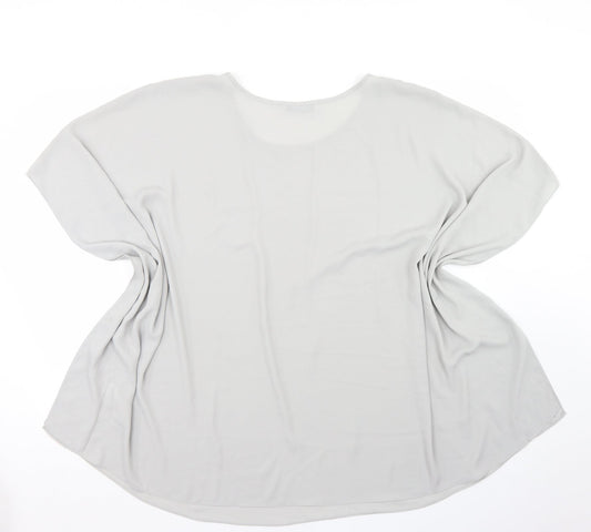 Evans Womens Grey Polyester Basic Blouse Size 22 Round Neck
