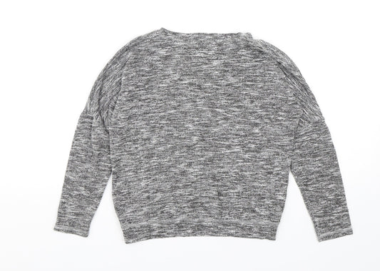 H&M Girls Grey Round Neck Polyester Pullover Jumper Size 9-10 Years Pullover