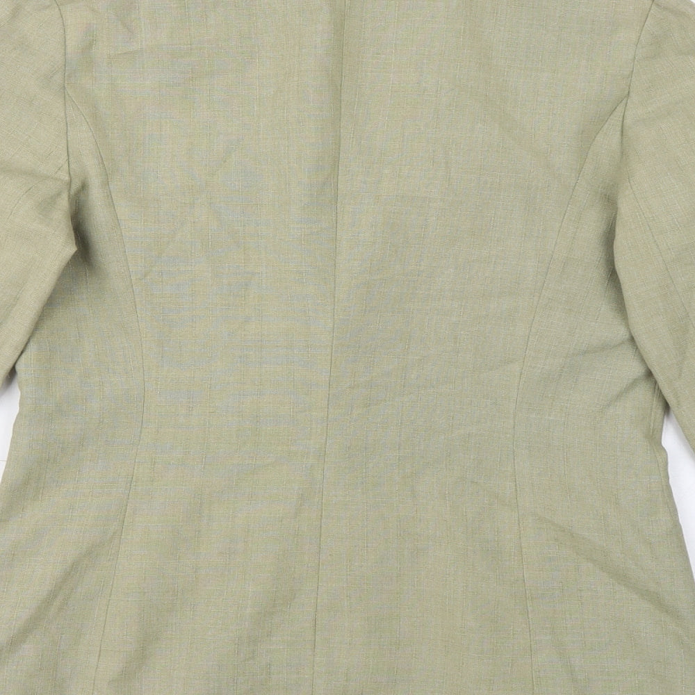 Preworn Womens Green Polyester Jacket Blazer Size 12