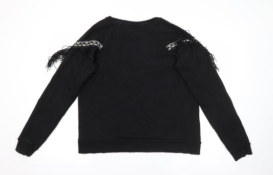 River Island Womens Black Crew Neck Cotton Pullover Jumper Size S