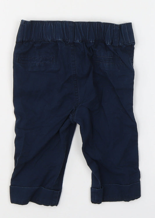 Andy & Evan Boys Blue Cotton Capri Trousers Size 12-18 Months Button