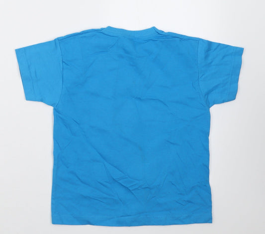 Fruit of the Loom Boys Blue Cotton Basic T-Shirt Size 3-4 Years Crew Neck Pullover