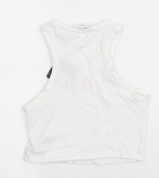 Disney Womens White Cotton Cropped Tank Size XS Round Neck - Cruella