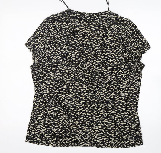 Planet Womens Multicoloured Animal Print Viscose Basic T-Shirt Size XL Round Neck