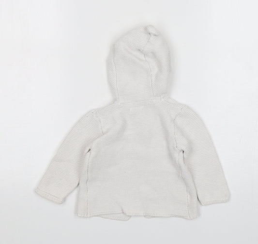 Primark Girls White Cotton Cardigan Jumper Size 6-9 Months Button