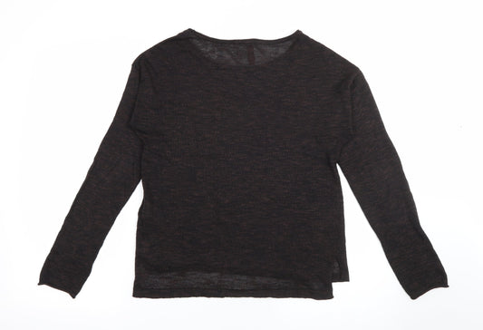 H&M Womens Brown Scoop Neck Polyacrylate Fibre Pullover Jumper Size XS