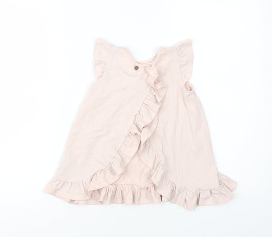 Maggie & Zoe Girls Pink Cotton Tunic Blouse Size 4 Years Crew Neck Button - Llama