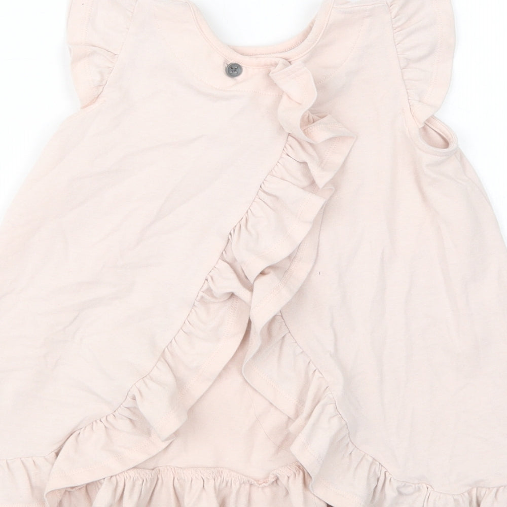 Maggie & Zoe Girls Pink Cotton Tunic Blouse Size 4 Years Crew Neck Button - Llama