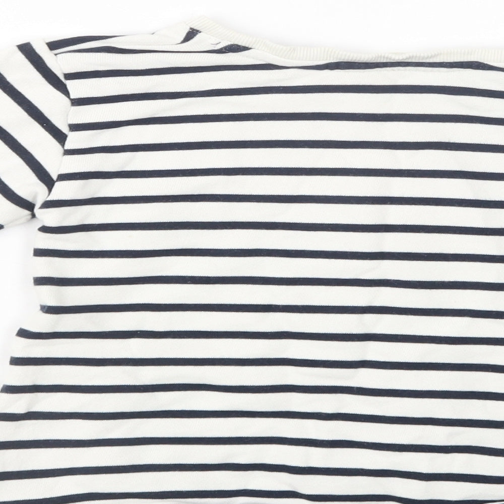 H&M Girls White Striped Cotton Pullover Sweatshirt Size 4-5 Years Pullover - Boat